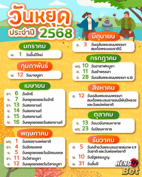 รูปภาพวันหยุดประจำปี 2568 ของ heng99